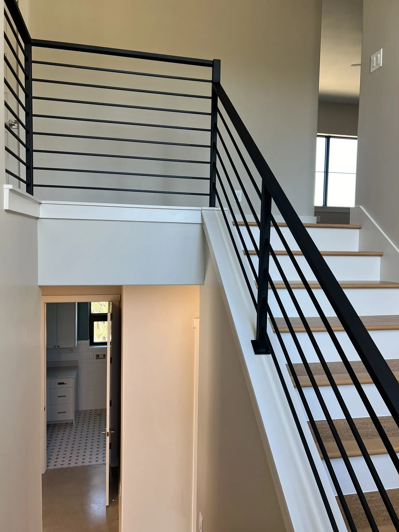 Sculptural staircase in a custom home