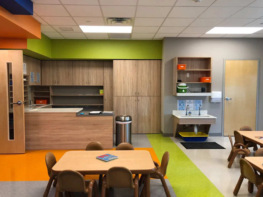 Finished commercial classroom interior
