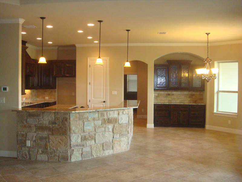 BR kitchen rock wall