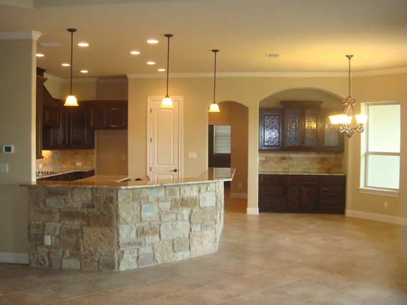 BR kitchen rock wall